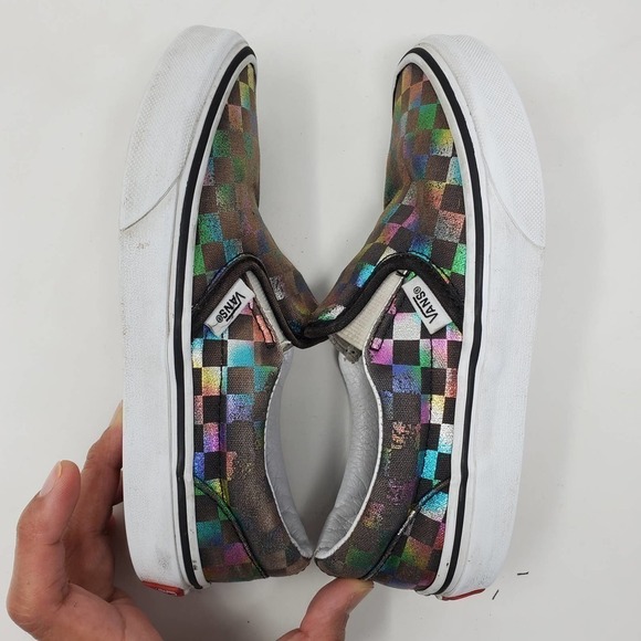 Vans Off The Wall Multicolored Checkered Slip On Skate Sneaker Shoes - Picture 6 of 10